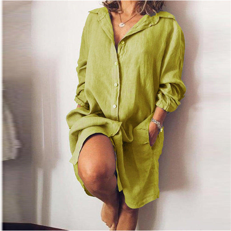 SolidStyle Single-Breasted Dress