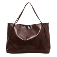 Large Capacity Soft Leather Shoulder Bag Retro Casual Handbag