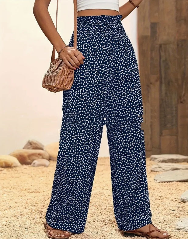Polka Dot High Waist Straight-Leg Women's Trousers – Comfy Fit