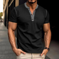 Men's Short Sleeve V-Neck Polo Shirt | Casual Cotton Blend Top