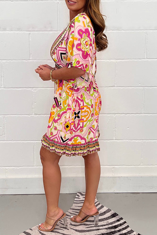 Sierra | Printed V-Neck Wide-Leg Jumpsuit