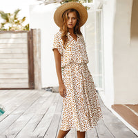 Stella | High-Waist Wave Point Short Sleeve Shirt Dress