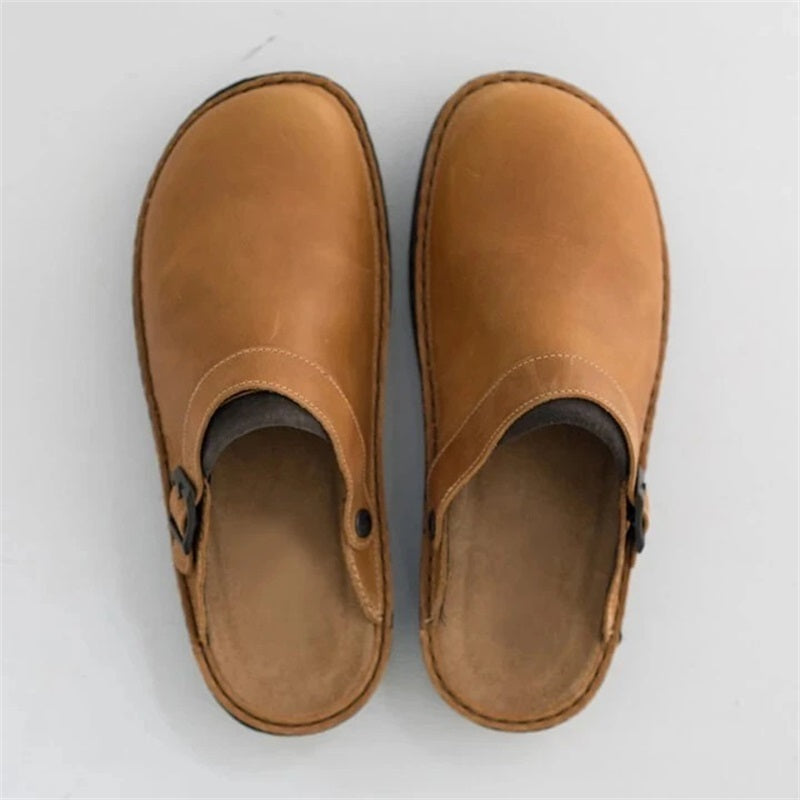ComfortStride | Men's Arch Support Leather Clog Slippers