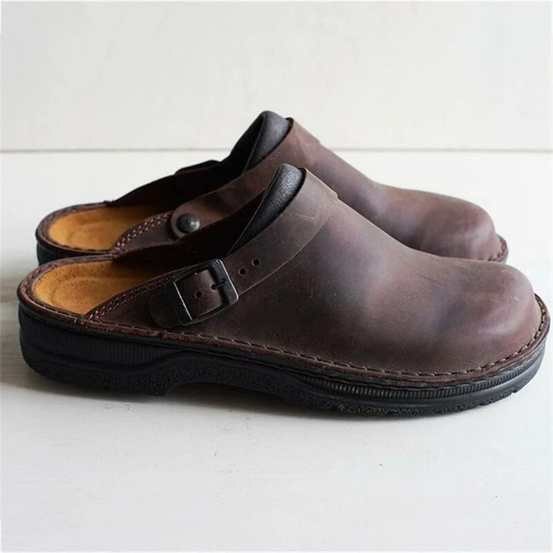 ComfortStride | Men's Arch Support Leather Clog Slippers