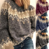 Knitted flower women's sweater