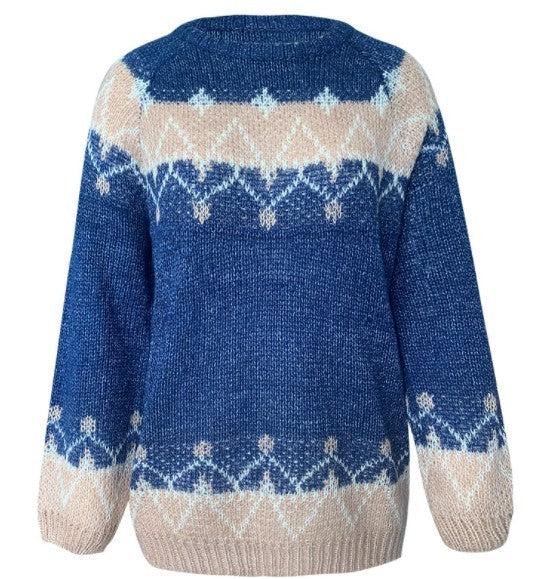 Knitted flower women's sweater