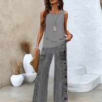 FloralEase | Sleeveless Vest and Loose Pants Set
