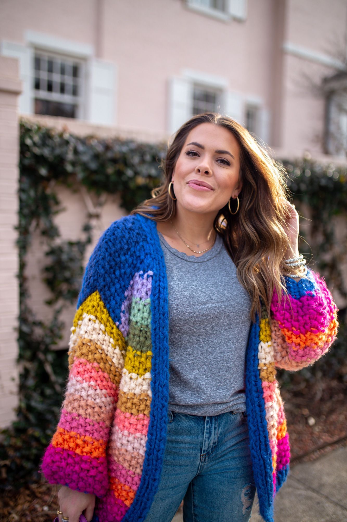 Gemütliche Strickjacke „RainbowBurst“ 