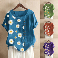 PetalPrint Round Neck Top