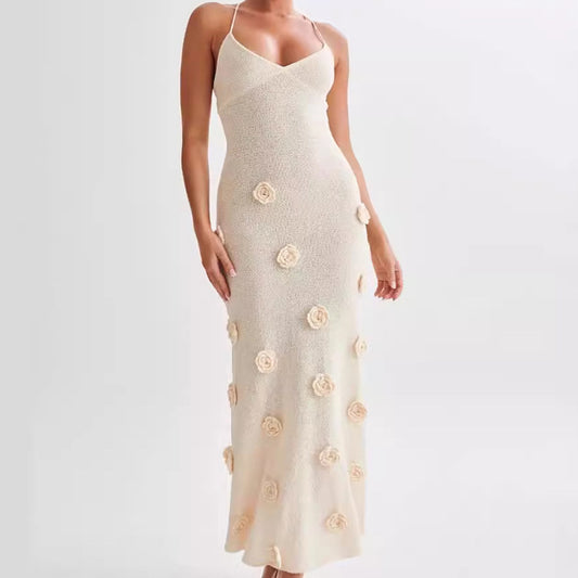 Amara™ | Rückenfreies Kleid mit Schnürung und dreidimensionalem Blumenmuster