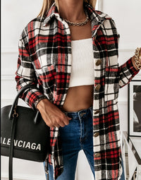 Xeniea | Retro Plaid Long-Sleeved Shirt Jacket