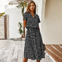 Stella | High-Waist Wave Point Short Sleeve Shirt Dress