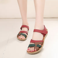 ElegantEase Leather Wedge Sandals
