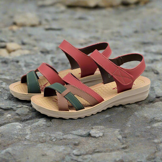 ElegantEase Leather Wedge Sandals