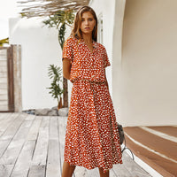 Stella | High-Waist Wave Point Short Sleeve Shirt Dress