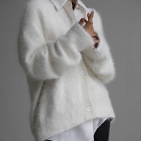 Loose V-neck Button Cardigan Fall Winter Single Breasted Knitted Sweater Top