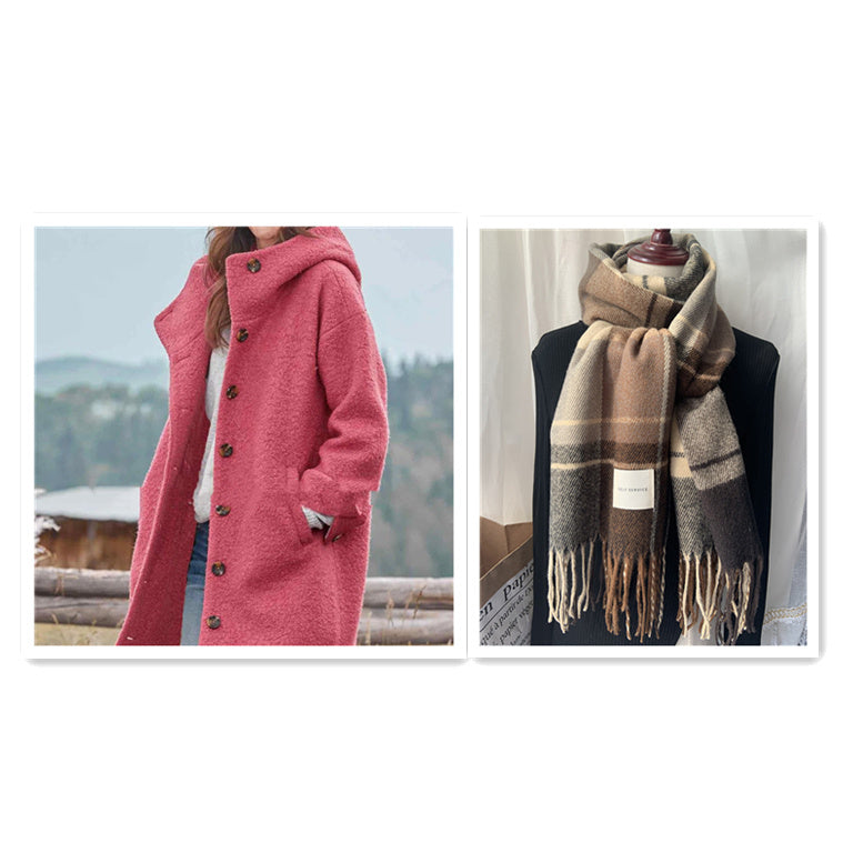 Damen Temperament Verdickter Tweed Mittellanger Trenchcoat