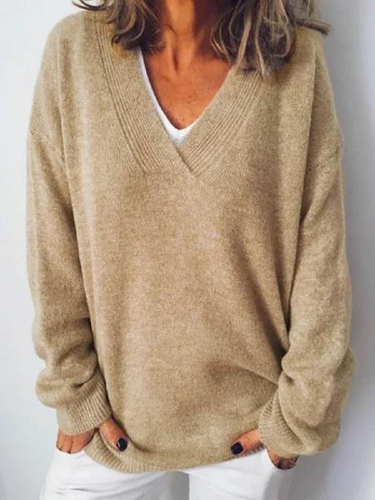 Xeniia | V-neck Loose Pullover Sweater