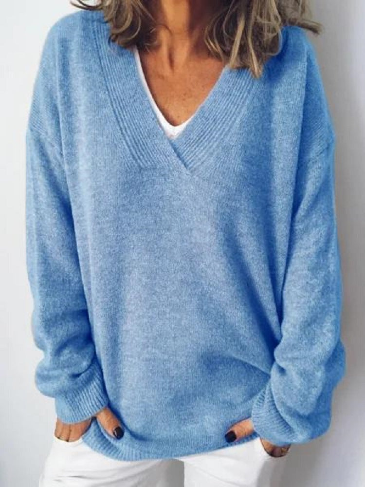 Xeniia | V-neck Loose Pullover Sweater