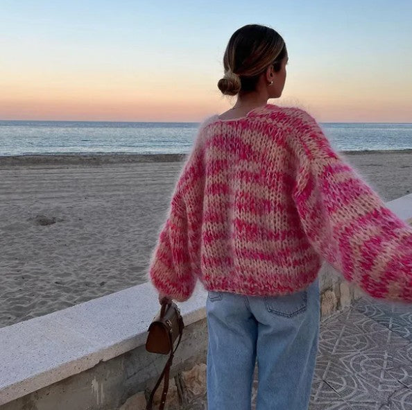 Cavalli™ | Striped Long Sleeve Handmade Cardigan Sweater