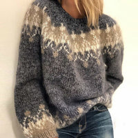 Knitted flower women's sweater