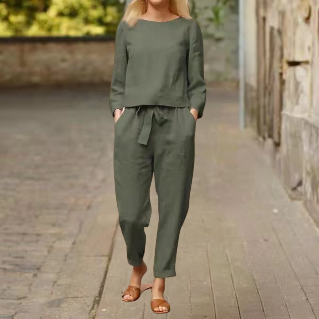 Willow™ | Lässiges Oberteil- und Hosen-Set in Unifarbe