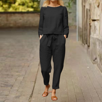 Willow | Solid Color Casual Top And Pants Suit