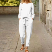 Willow | Solid Color Casual Top And Pants Suit