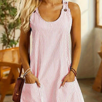 Artiselle | Striped Sleeveless Summer A-Line Dress for Women
