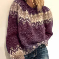Knitted flower women's sweater