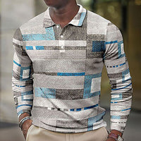 Men’s Slim Fit Long Sleeve Printed Polo Shirt – Casual Style