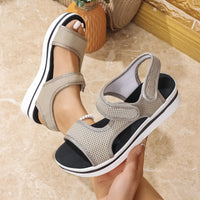 Women's Plus Size Velcro Platform Peep Toe Sandals