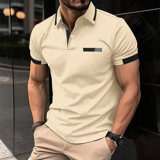 Men's Casual Polo Shirt with Faux Pocket | Summer Short Sleeve Tee