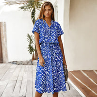 Stella | High-Waist Wave Point Short Sleeve Shirt Dress