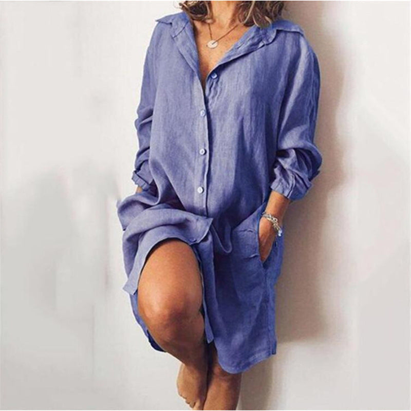 SolidStyle Single-Breasted Dress