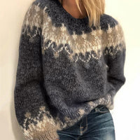 Knitted flower women's sweater