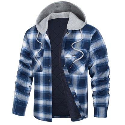 Verdickte, warme und lockere Herrenjacke mit Kapuze