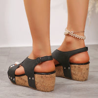 Women's Wedge Sandals with Rivets – Summer Platform Shoes