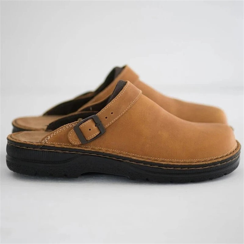 ComfortStride | Men's Arch Support Leather Clog Slippers