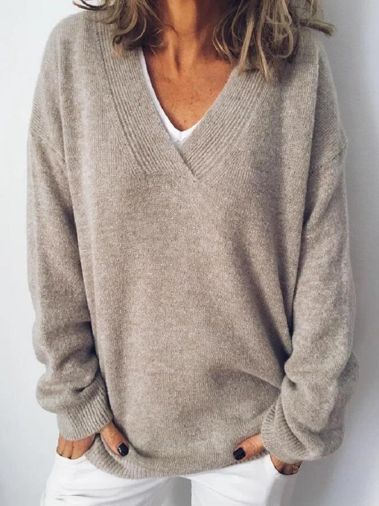 Xeniia | V-neck Loose Pullover Sweater