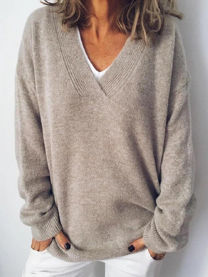Xeniia | V-neck Loose Pullover Sweater