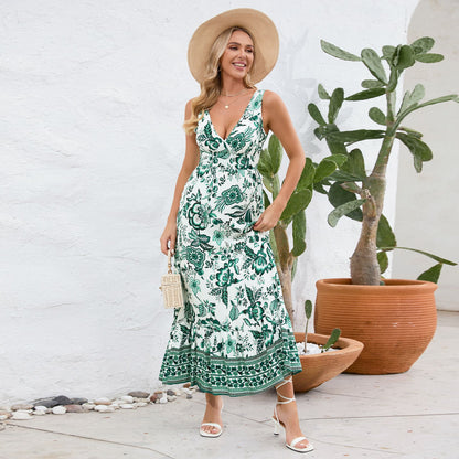 Dorothea™ | V-neck Slim Fit Floral Dress