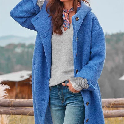 Damen Temperament Verdickter Tweed Mittellanger Trenchcoat