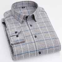 Caleb | Brushed Cotton Long Sleeve Plaid Shirt