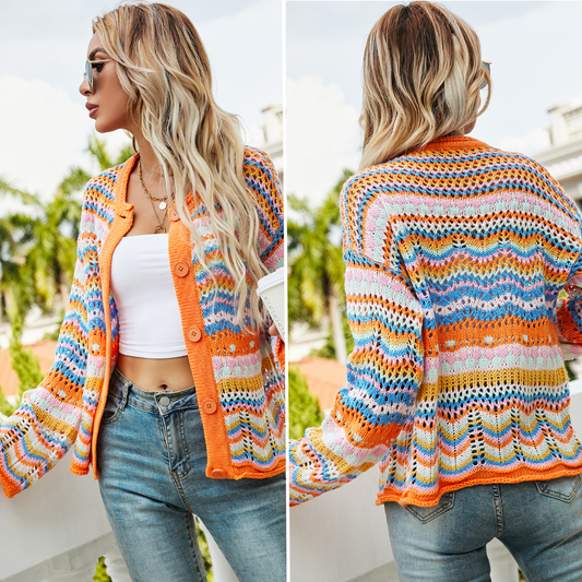 Isabella™ | Gestreifter Cardigan-Pullover