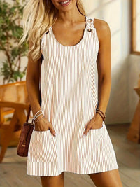 Artiselle | Striped Sleeveless Summer A-Line Dress for Women