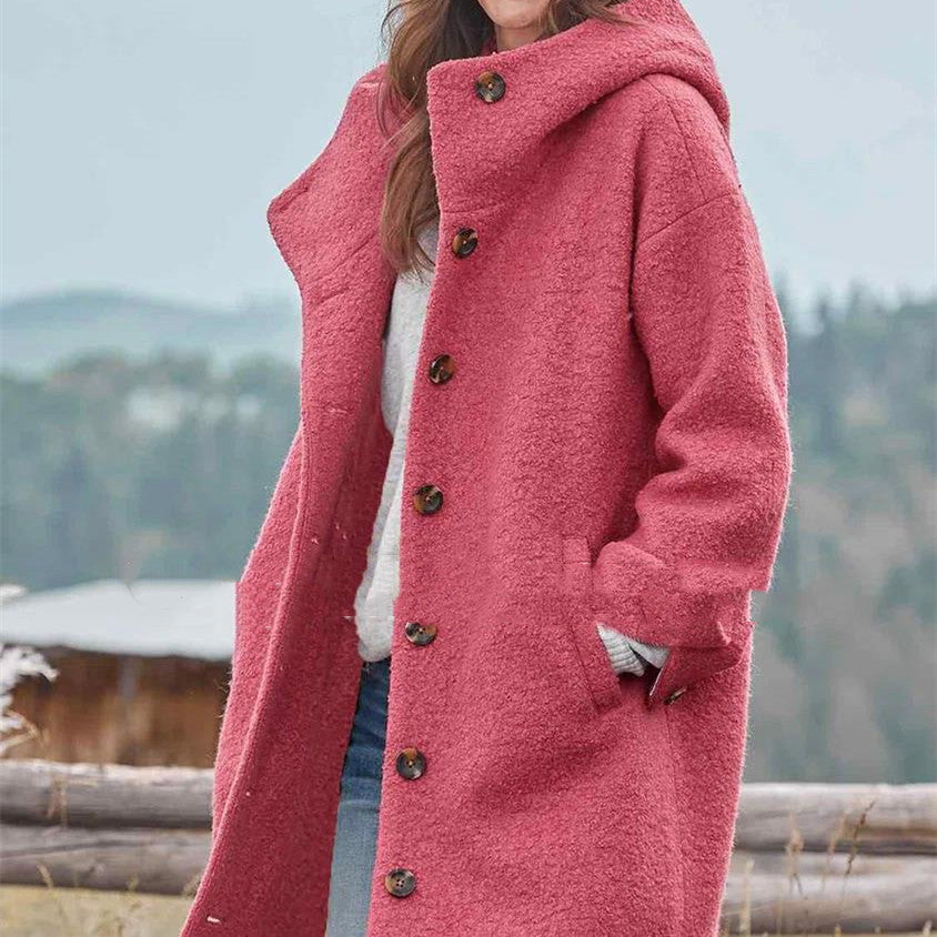 Damen Temperament Verdickter Tweed Mittellanger Trenchcoat