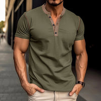 Men's Short Sleeve V-Neck Polo Shirt | Casual Cotton Blend Top