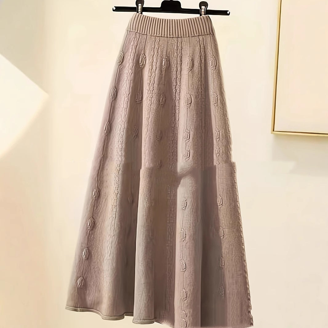 Clara | Retro Wool-Blend Knit Top & Skirt Set