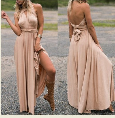 Amelia | Halter Crossover Backless Flow Dress | Milk Silk Bandage Gown